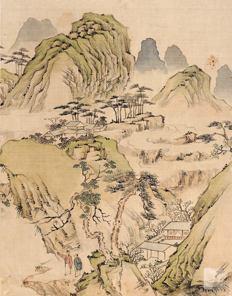 近现代 无款 山水人物绢本册页 - 图1
